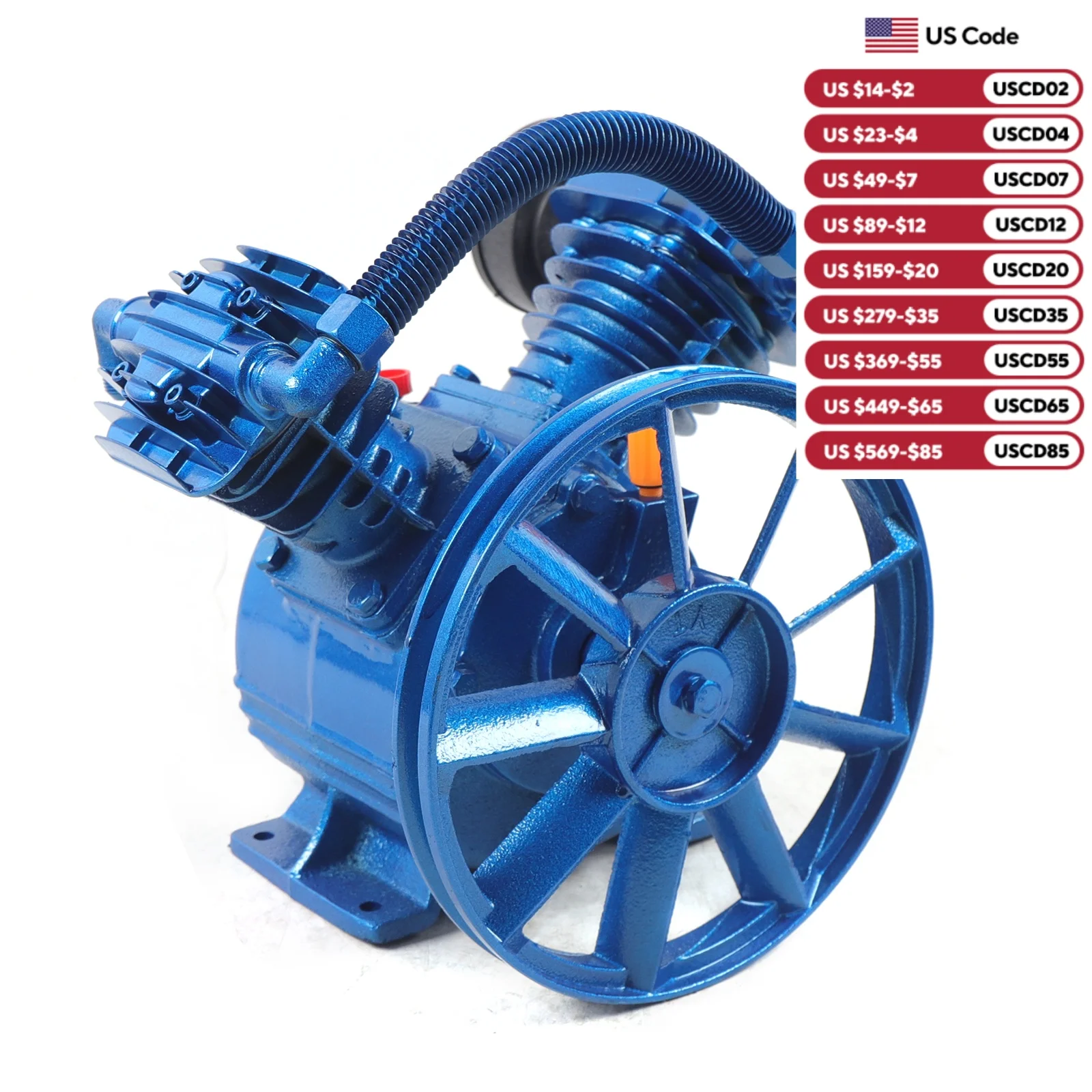 

2200W 3HP 1050rpm 175PSI Air Compressor Pump Head Extended Cylinder 65mm in Diameter for Chemical Industry