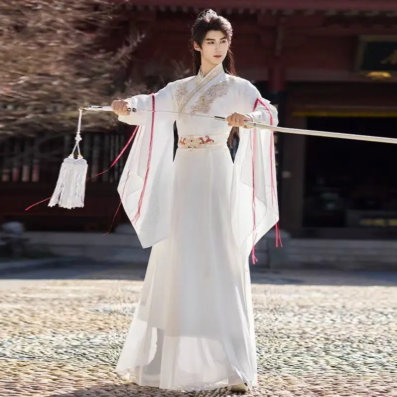 오리지널 남성용 고대 한복 전통 자수 의상 니치 카니발 파티 요정 전사 의상