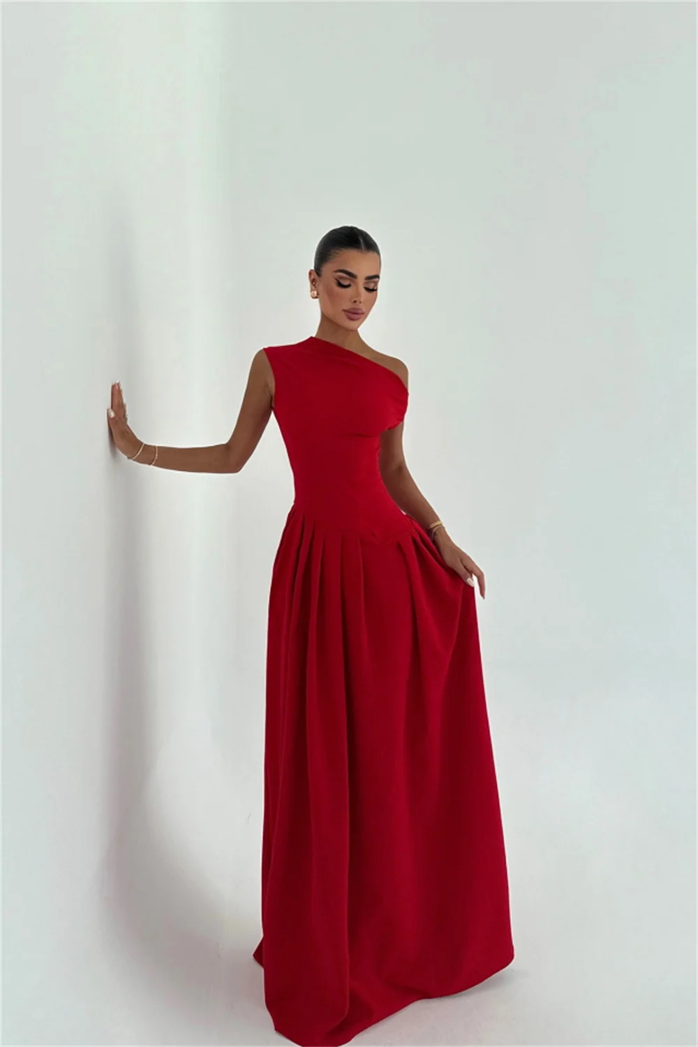 

ROYET Woman One Shoulder Sleeveless A Line Prom Gown A Line Floor Length Classic Elegant Customized Evening Dress New 2026