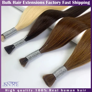 JSNME-Bulk extensões de cabelo humano para salão de beleza, loiro, preto, marrom, loiro, 613 cores, extensão de cabelo reto, 50g, 100g, 14 