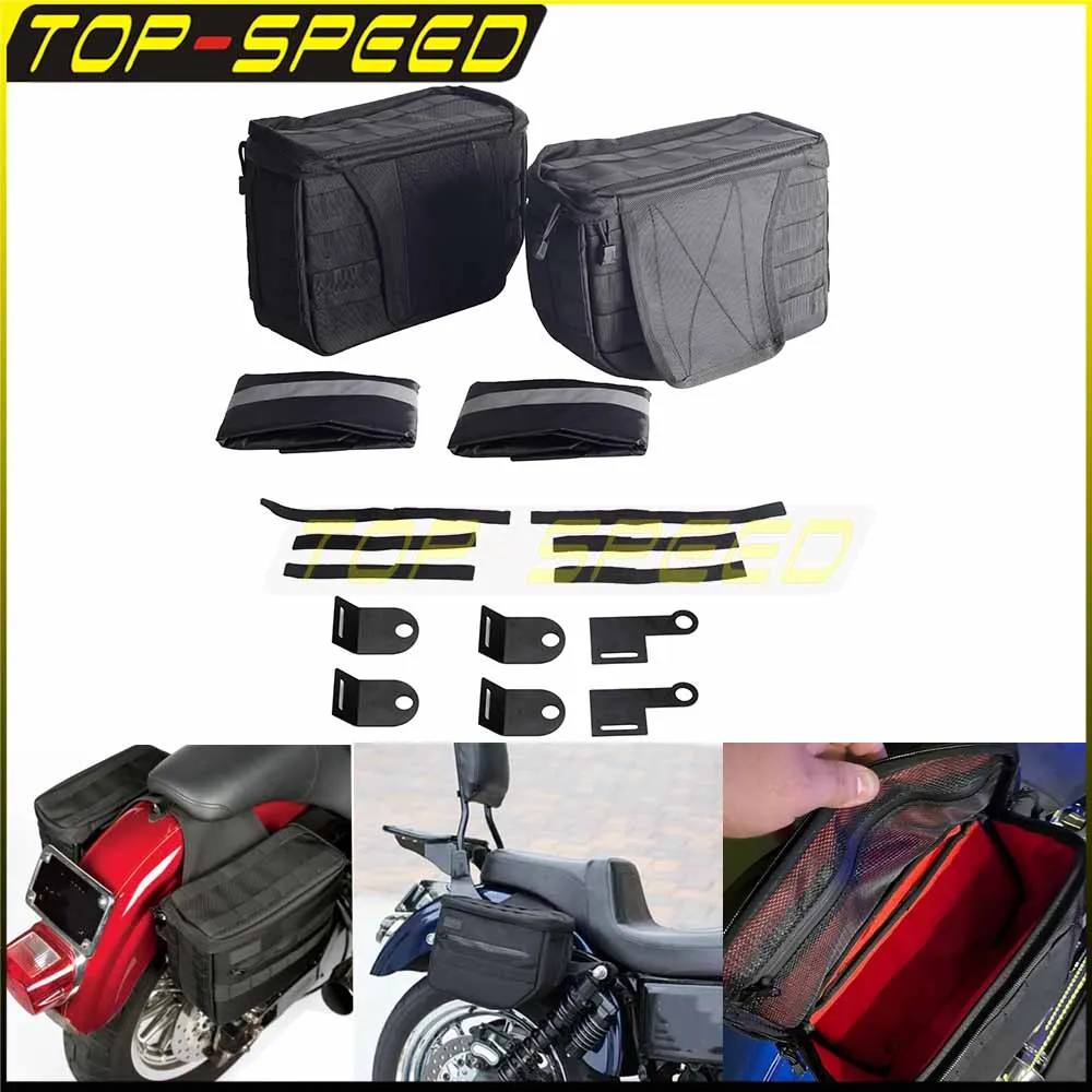 

Motorcycle Outdoor Saddlebags Pannier Bags Adjustable Waterproof Tail Luggage For Harley Softail Deluxe Breakout 114 Low Rider S