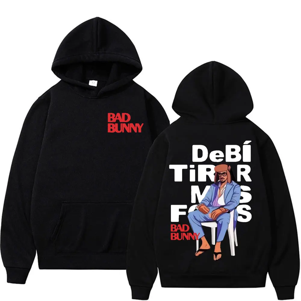 

Модная мужская толстовка в уличном стиле Харадзюку в стиле поп-репер Bad Bunny, осенне-зимняя теплая толстовка для улицы