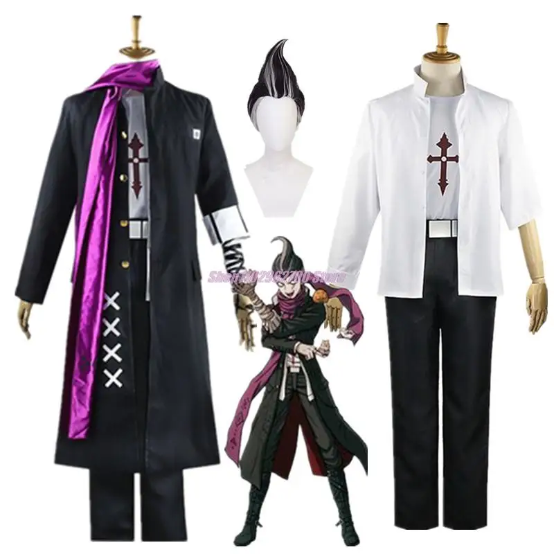 Super Dangan Ronpa 2 Cosplay Danganronpa Gundam Tanaka Halloween Carnival Party Costume Uniform For Man Gradient Colour Wig