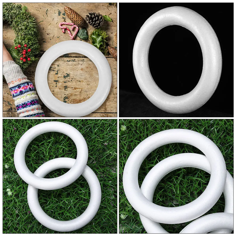 

3pcs White Forms Polystyrene Round Rings Blank Circles For Diy Crafts Floral Arrangements Party Ornaments Craft Wreath Circles