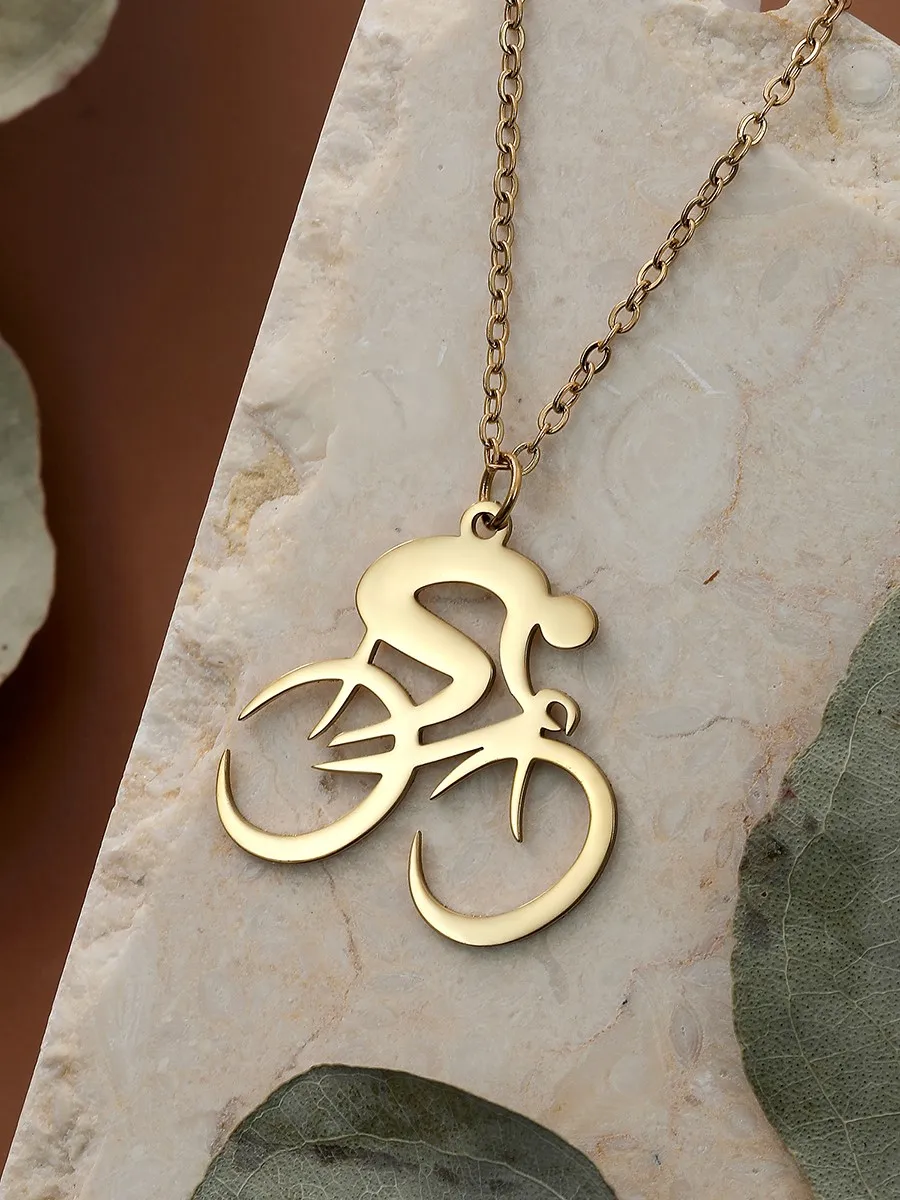 AliExpress QIMING Stainless Steel Cyclist Bicycle Bike Pendant Necklace Women Dainty Jewelry Necklace Travel Bike