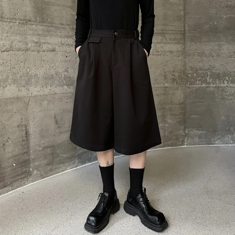 

Мужские шерстяные брюки-палаццо на осень-зиму, повседневные, с высокой талией, длиной 7/8, свободного кроя, прямые, Sli And Haome