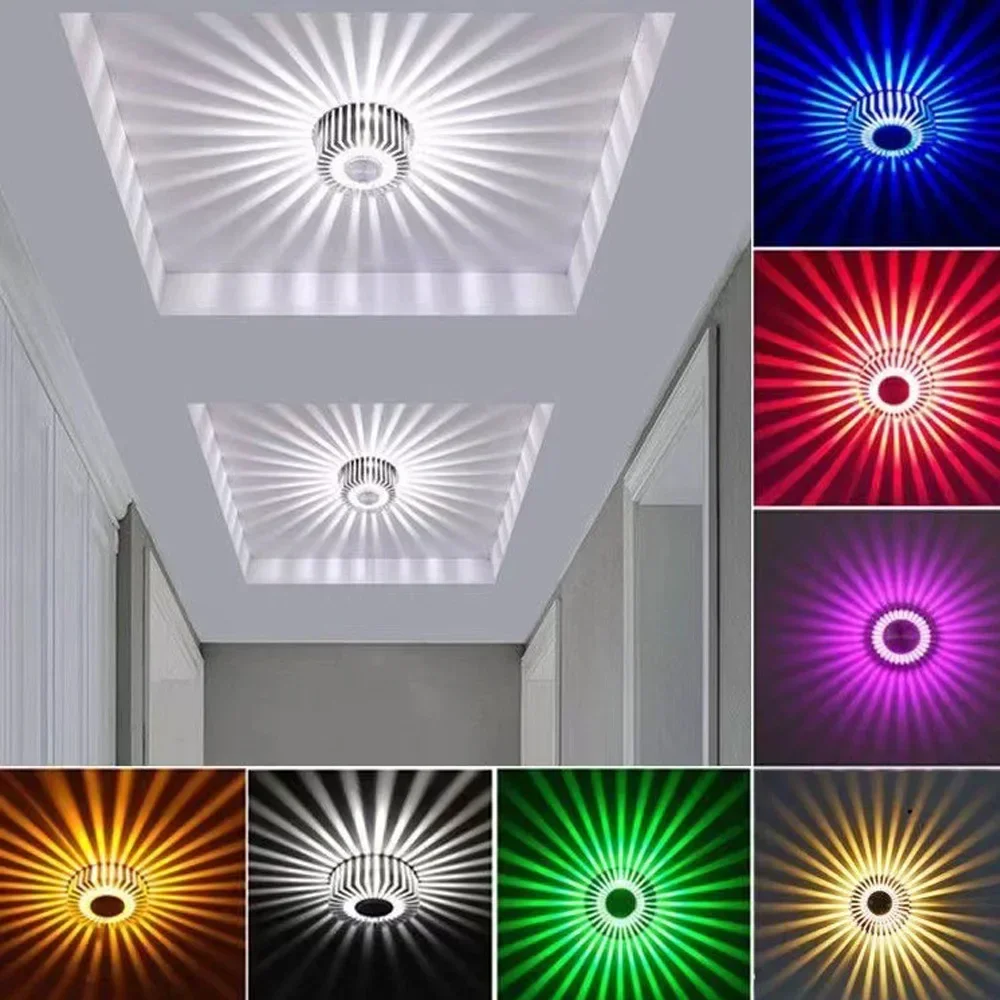 3W Color Light LED Ceiling Light, Sunny Wall Light, Lamp for Living Room Corridor Dining Room Front Porch Decoration Lighting