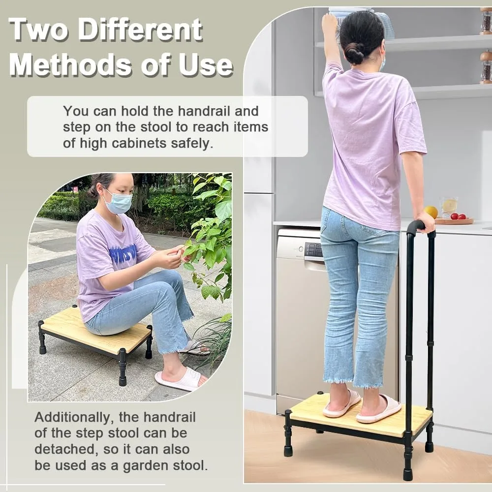 

Adjustable Bed Step Stool with Handle for Elderly Seniors Portable Safety Step Platform for High Beds Car SUV Bedroom