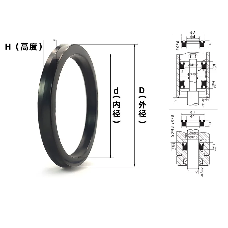 NBR UPH/UN Hydraulikdichtung ID 8-300mm - Öl- und verschleißbeständig, Bohrung/Stange universell für Ölzylinder (Nitrilkautschuk, OEM-Qualität) – Detail 5