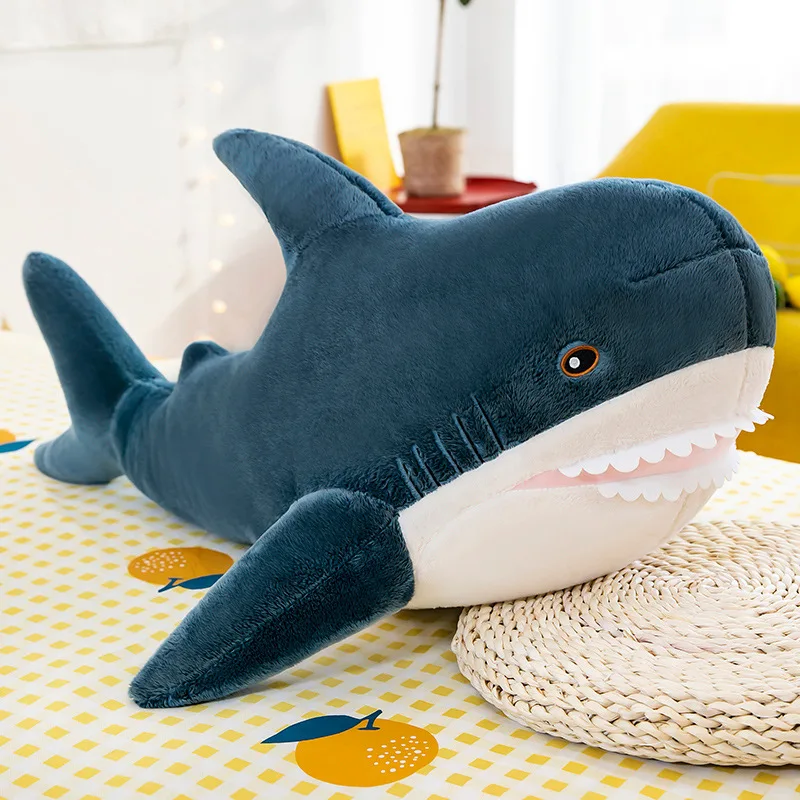 140ซม.ขนาดใหญ่ของเล่น Plush Shark ตุ๊กตาสัตว์น่ารักหมอนสำหรับนอนนุ่มของเล่นเบาะฉลามตุ๊กตาของขวัญเด็ก