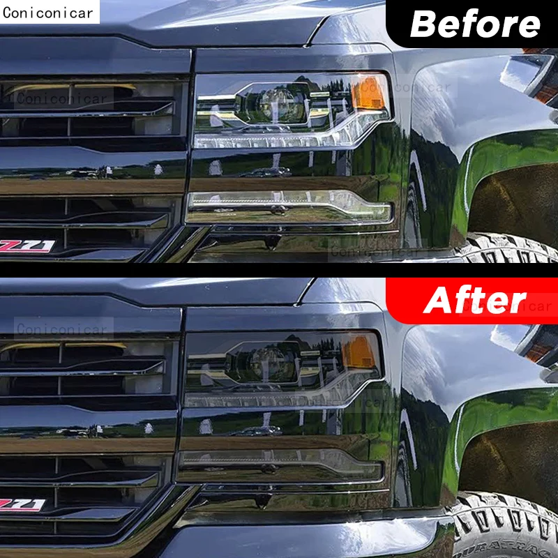 Car Headlight Tint Anti-Scratch Protective Cover Film Self Healing TPU Stickers For Chevrolet Silverado 2016-2018 Accessories view 3