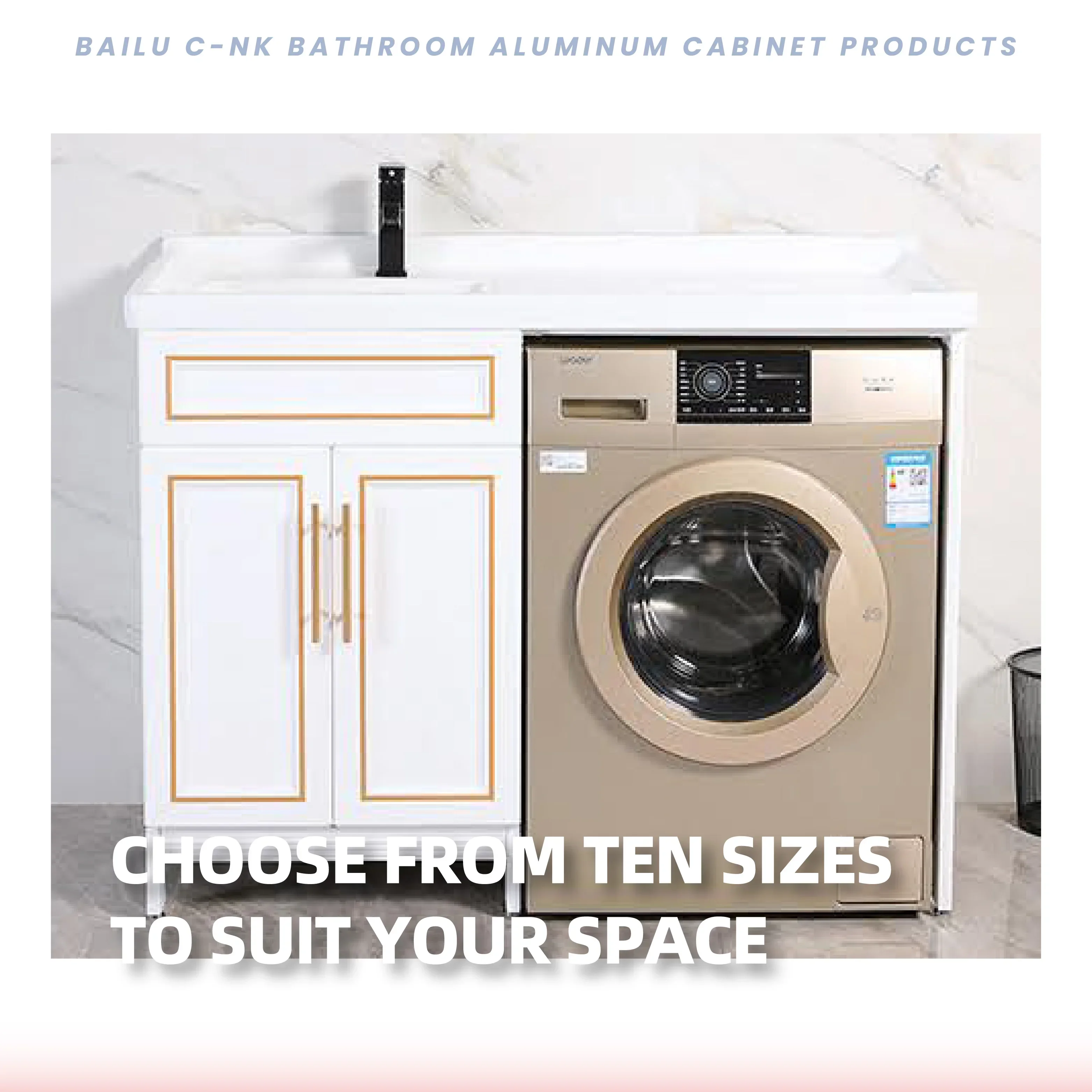 

-For C-F-100W Aluminum Bathroom Cabinet Laundry Sink Cabinet With Washing Machine Cabinet For Washer Dryer