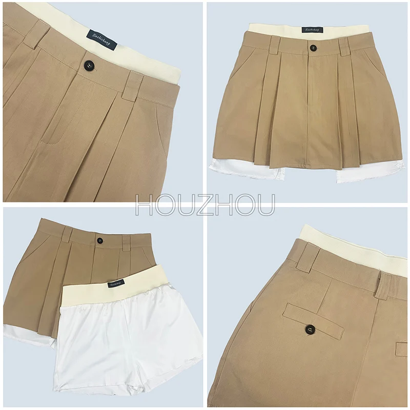 Vintage irregolare Micro minigonna donna Y2K moda Crop Patchwork vita alta Sexy cintura a pieghe gonna Cargo Streetwear 2023