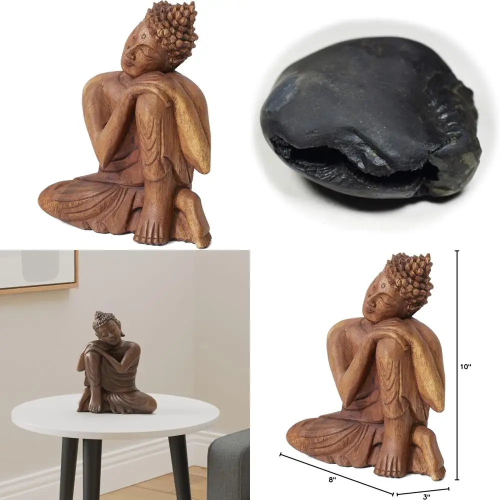 

Статуя Будды из тикового дерева ручной работы для медитации и уличного декора сада дзен, Exuding Serenity and Peace
