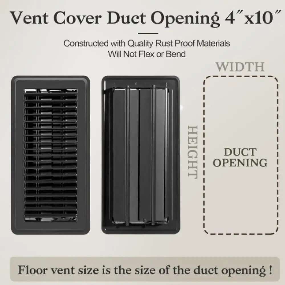 4x10 Inch Metal Floor Vent Grille HVAC Air Register Brown Durable Airflow Diffuser Home Construction System Supplies
