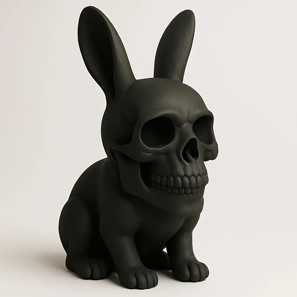 Een creatief konijnenschedelbeeld in punkstijl - Halloween-paasdecoratieornamenten, creëer een feestelijke sfeer Gotische thuissculp