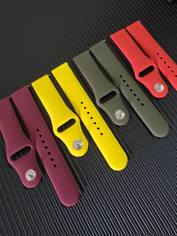 20mm/22mmストラップ サムスン Galaxy watch 7 6 4 Classic/5 pro/3/Active 2/Gear S3 シリコン製バンド Huawei GT 2e 3 4対応