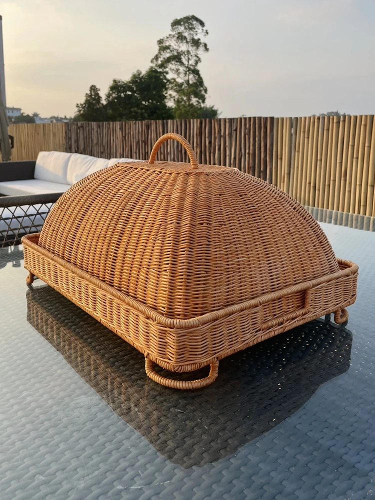 

Natural Wicker Tablecloth Rectangular Dustproof Breathable Pest Proof Dining Table Cover Handmade Indonesian Vine Authentic B...