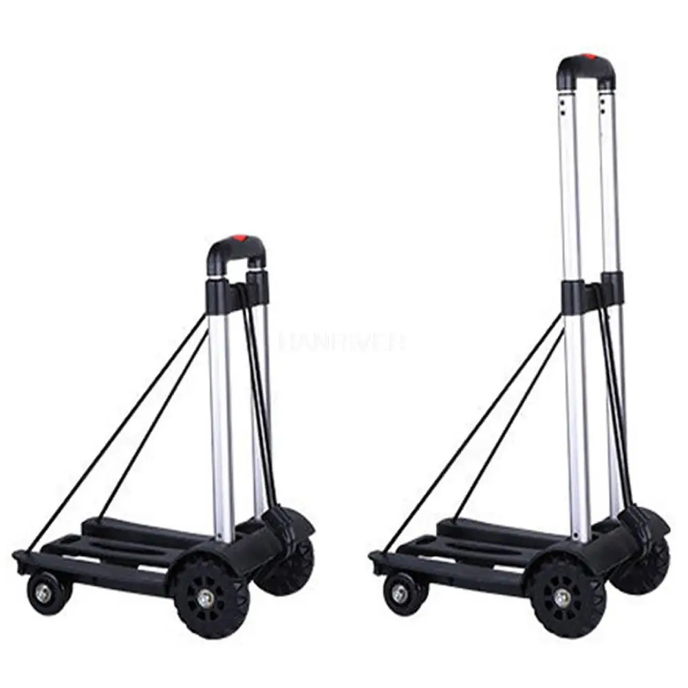 Folding Portable Mini Shopping Trolley Family Travel Shopping Small Case Cart Collapsible Storage Baskets with Elastic Bandages