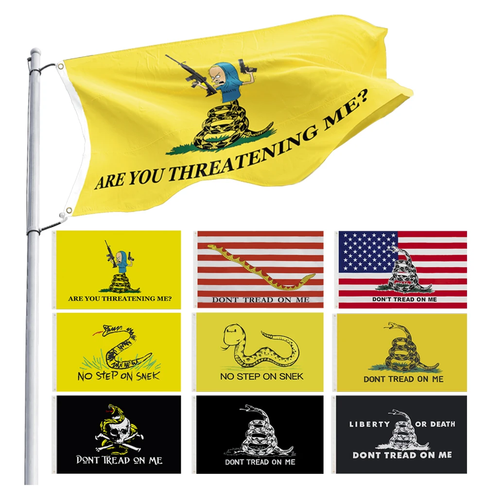 Dont Tread On Me Flag 90 x 150cm 3 x 5ft Custom Banner Metal Holes Grommets USA