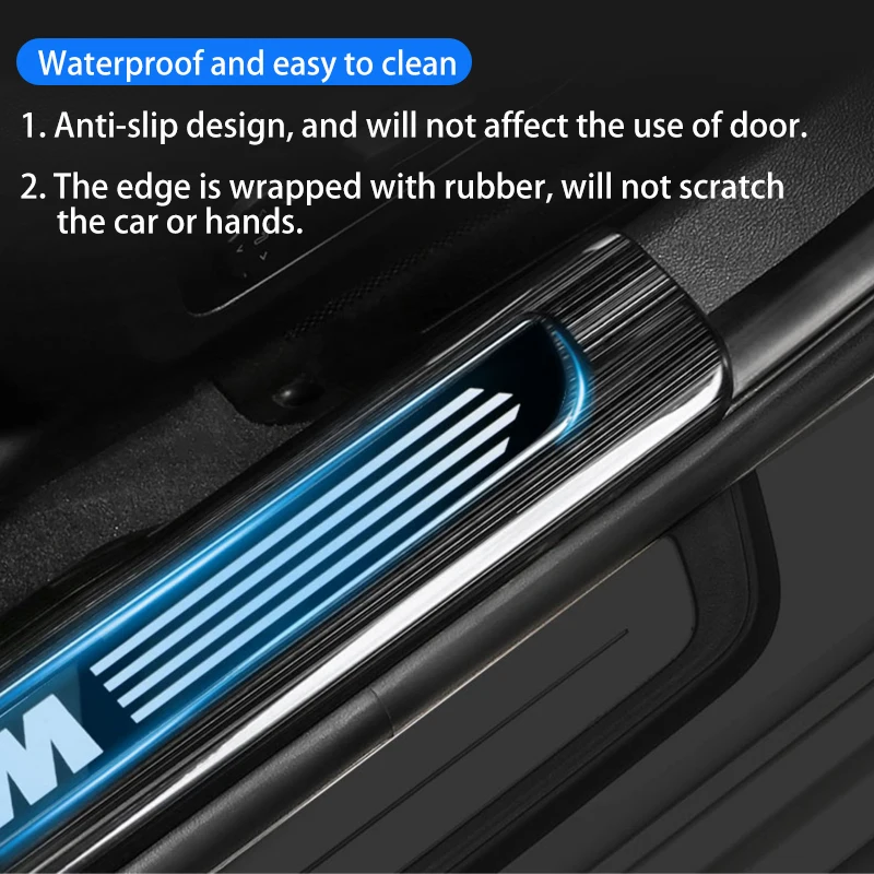 4PCS Car Door Sill Protector Door Threshold Strip Cover Trim Stickers For BMW 5 Series G30 G20 F30 G01 G02 X5 G05 G11 6GT G32