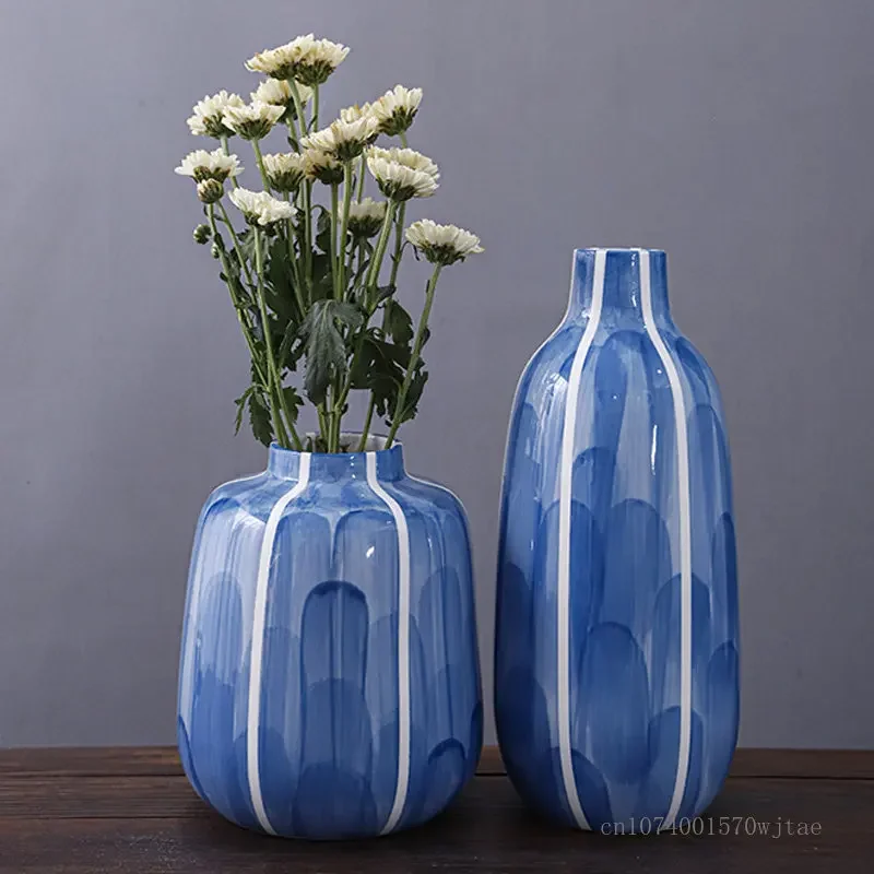 

Chinese Style Creative Ceramic Vase, Blue and Green Vases, Decoration for Home, Living Room, Bedroom, Study, Office, New, 1Pc