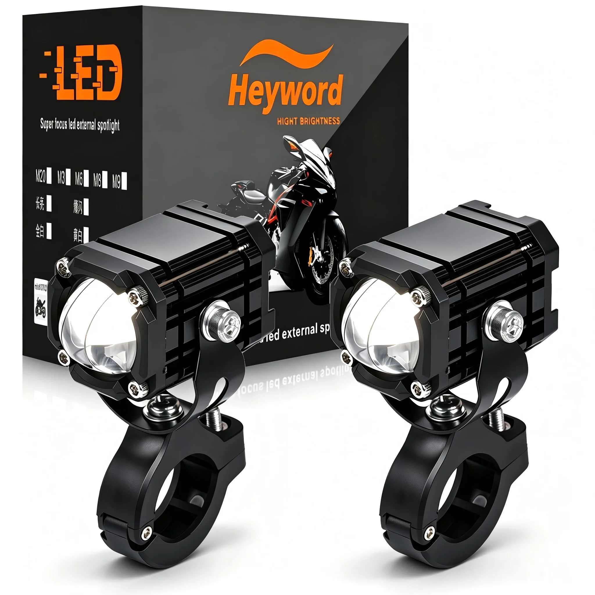 Heyword Motorcycle Headlight Fog Lights Super Bright Abgle Eyes Spotlights Universal Moto Auxiliary  Mini LED Driving Lamp