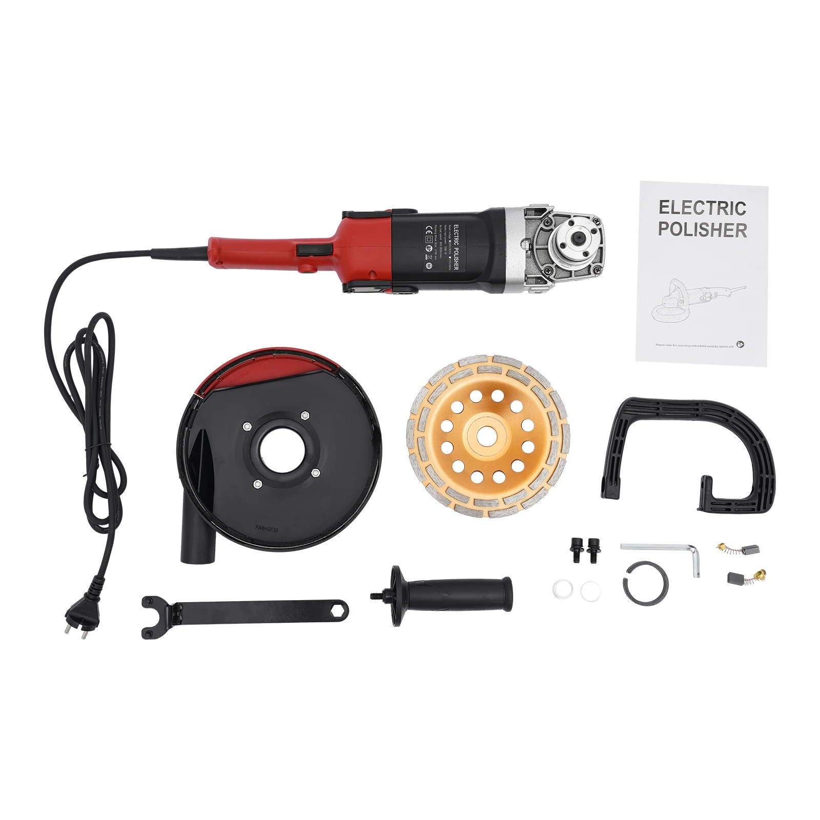 1580 W elektrische Schleifmaschine, Betonschleifer, Zement-Winkelschleifer-Set, 6 Gänge, Geschwindigkeit einstellbar, mit Staubschutz für Wände – Detail 29