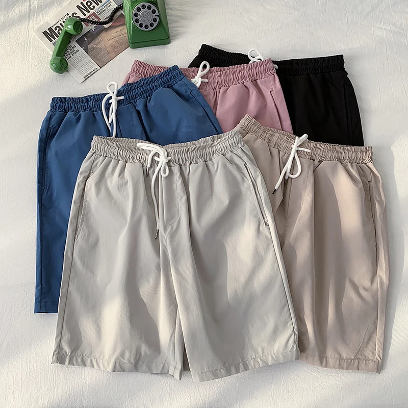 

Summer Thin Casual orts for Men Straight Loose Fit White And Bla Youthful Vitali Sle Eighteen Pants Length