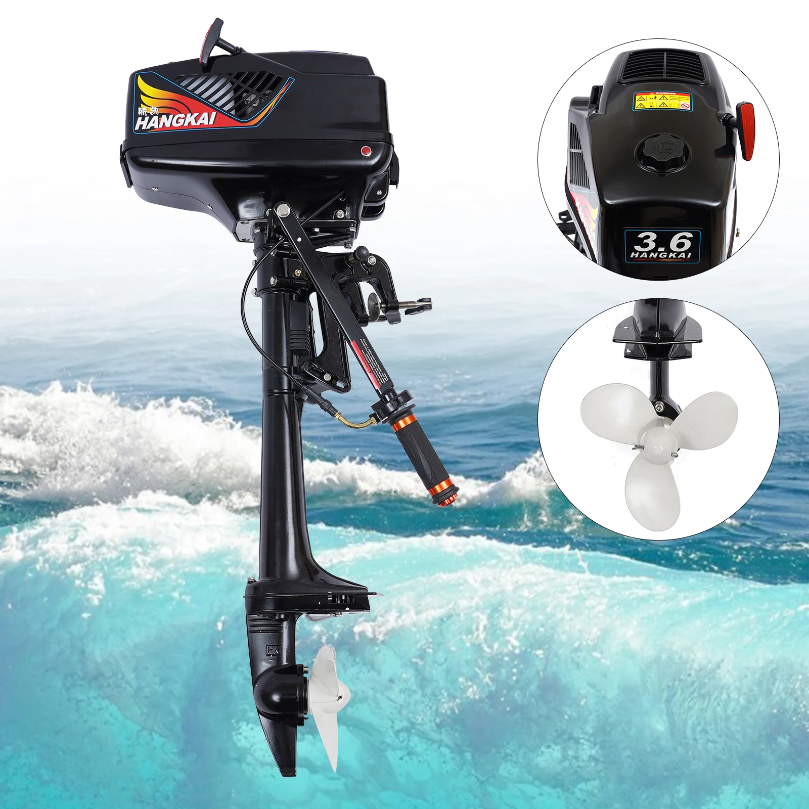 

2 Stroke 3.6 HP Air/Water Outboard Fishing Motor Boat Engine Heavy Duty Cooling CDI System 55CC