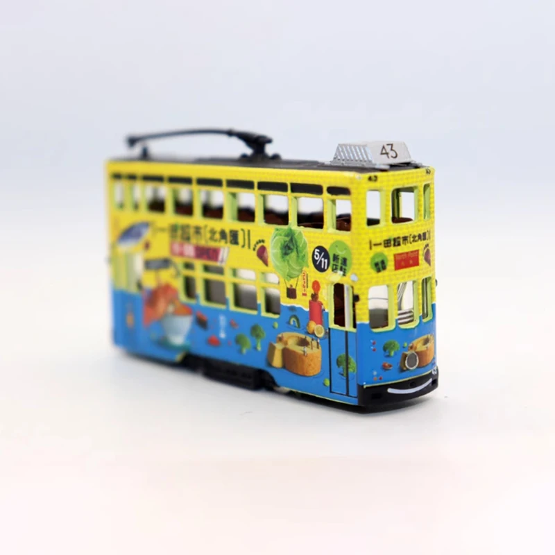 Diecast Alloy Hong Kong Double Decker Tram Buses Cars Model Adult Toys Classic Ornaments Souvenir Gift Static Display