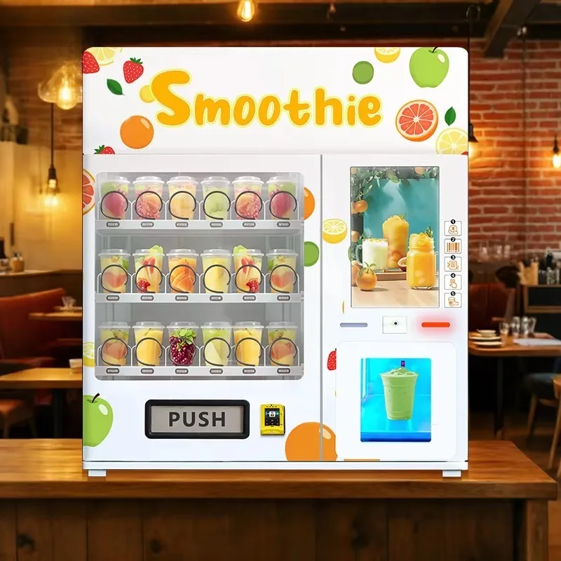 Automatic Smoothie Vending Machine with Large Capacity Refrigerated Lift System Customized ADA Compliant Outdoor Use