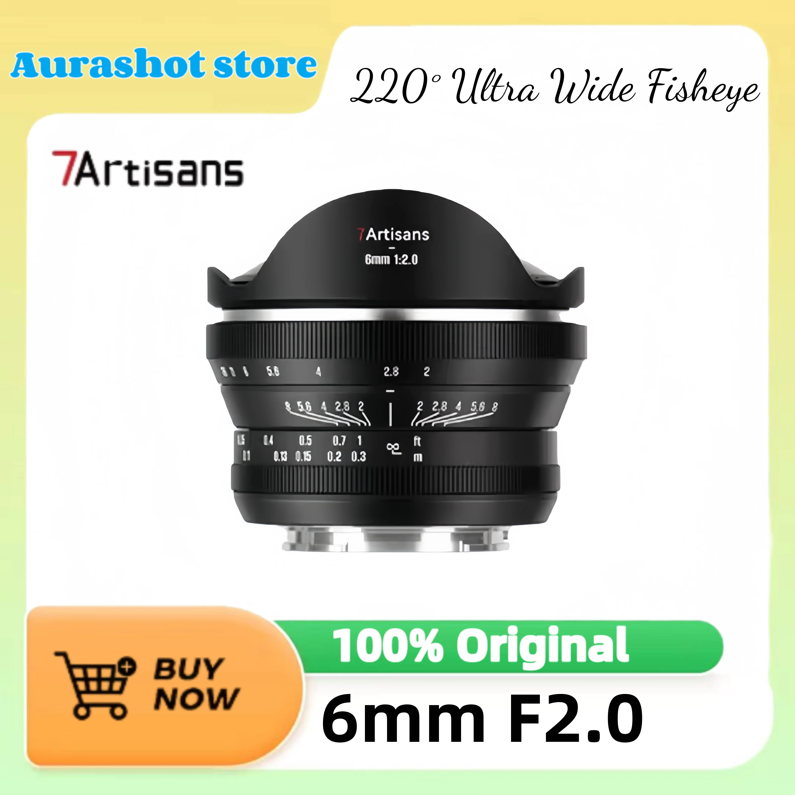 7artisans 6 mm F2.0 APS-C 220 °   Ultra Wide Fisheye Manual Focus Prime Lens Fotografie für Sony E Nikon Z Canon RF Fuji XF M4/3