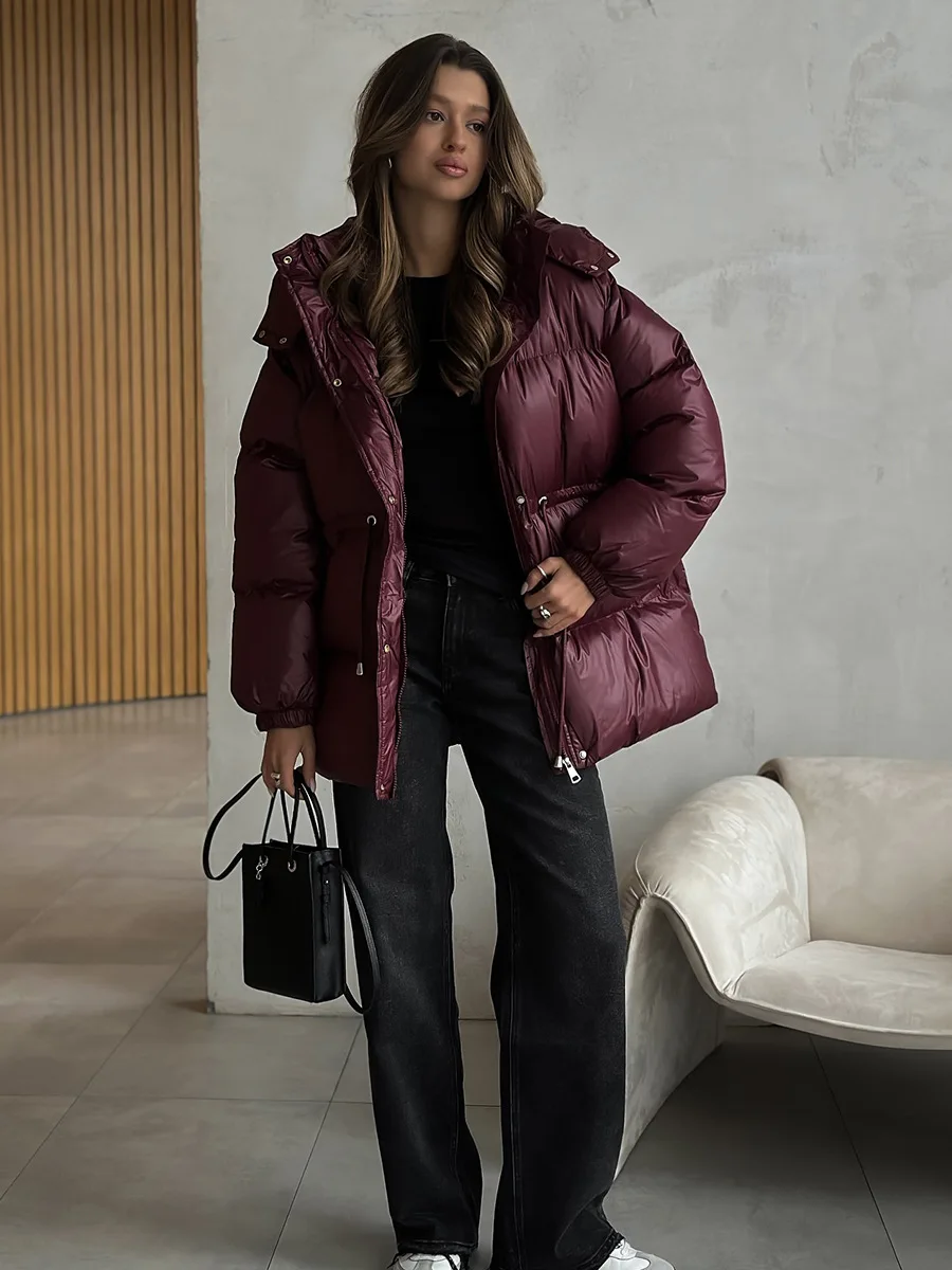 New Fashion Warm Padded Jacket Women Winter Parkas Long Sleeve Hooded Bread Cotton Clothes Female Thick Jacket Outerwear