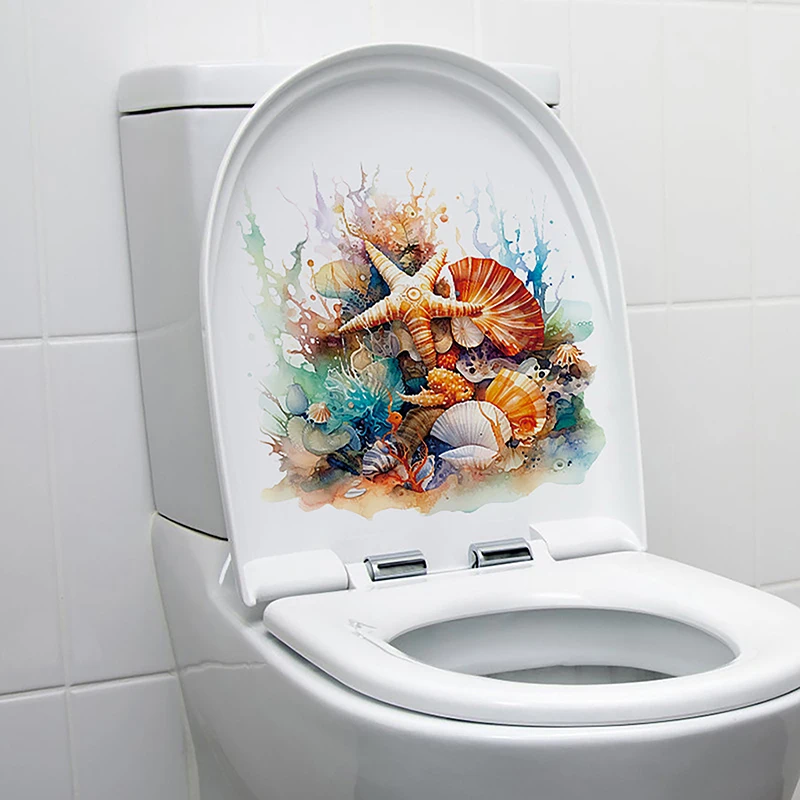 Onderwater Wereld Muursticker Badkamer Toilet Decor Woonkamer Kast Huis Stickers Verfraaien Zelfklevende Muurschildering