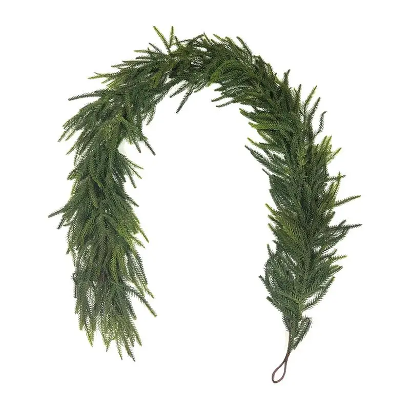 180cm Christmas Norfolk Pine Dense Garland Artificial Greenery Real Touch Garland for Holiday Mantle Fireplace Table Home Decor