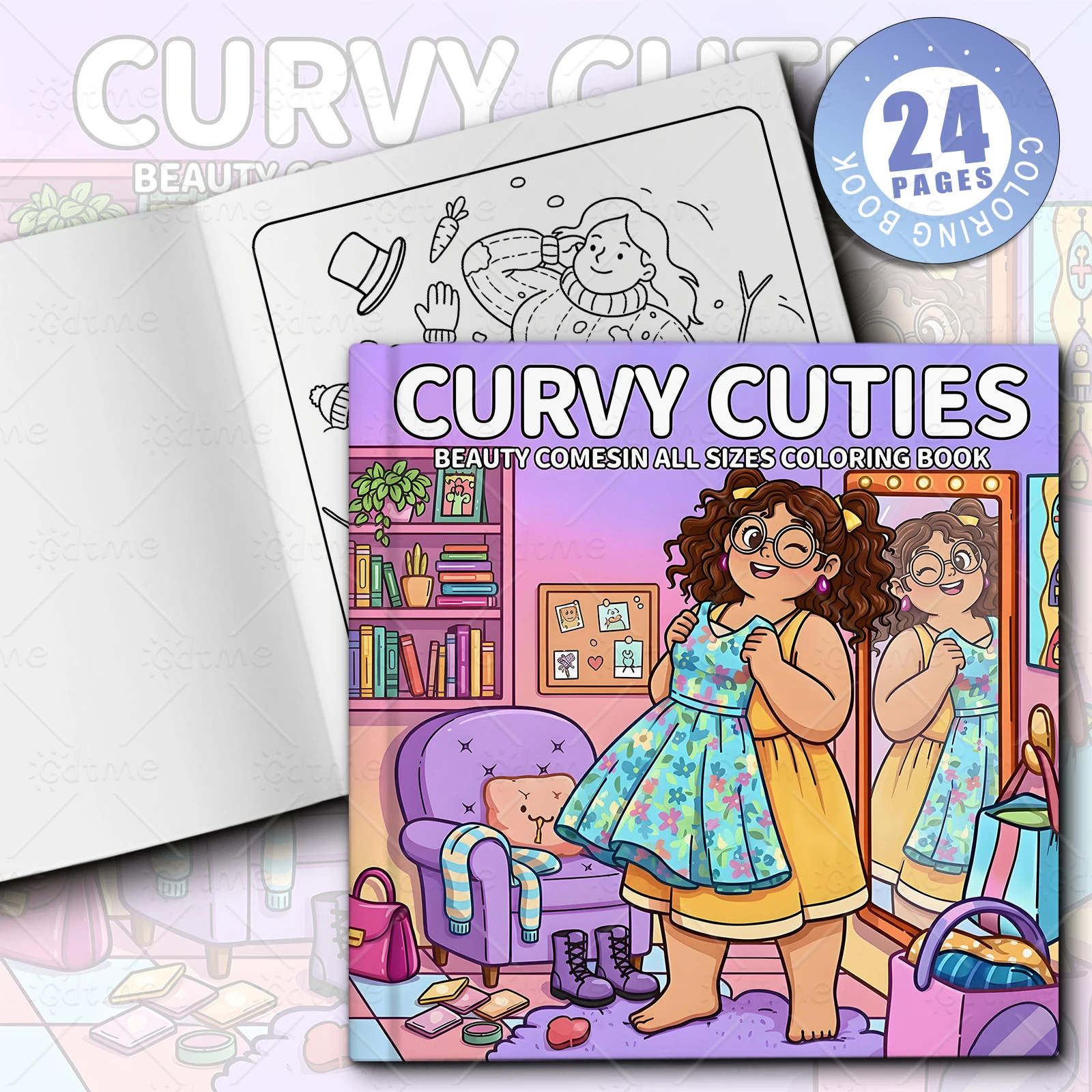 Curvy Cuties Adult Relax Coloring Book Positive Body Image Stress Reduction Art Drawing Book For Women