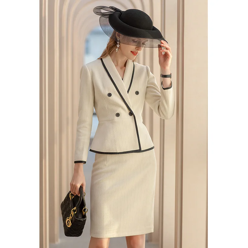 

Fashion Autumn Winter Celebrity XiaoxiangfengSuit Skirt Broadcasting Host Women's Suit OL Tooling Reception Professional Clothes