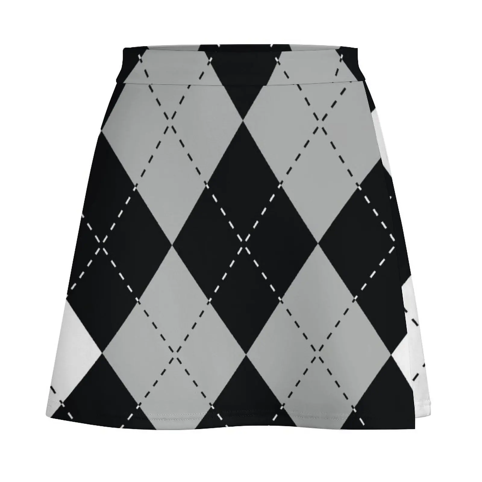 Argyle Diamonds 9 Black Mini Skirt japanese fashion Womens dresses Mini Skirt