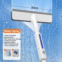 Squeegee Window Cleaner 2 in 1 Retractable Pole Cleaning Window Brush Glass Squeegee Cleaning Tool for Car Shower Glass Door