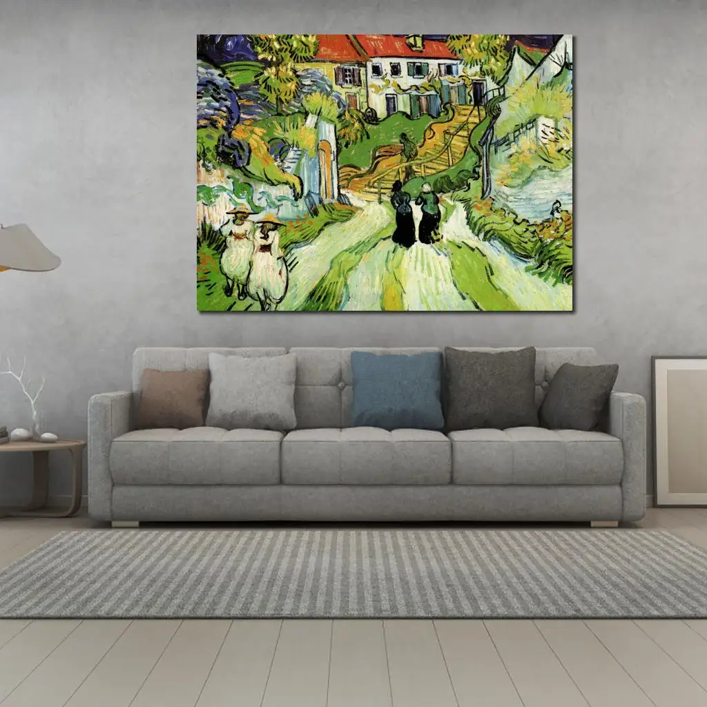 

Gift Village Street and Steps in Auvers with Figures by Vincent Van Gogh Oil Painting Reproduction High Quality Handmade