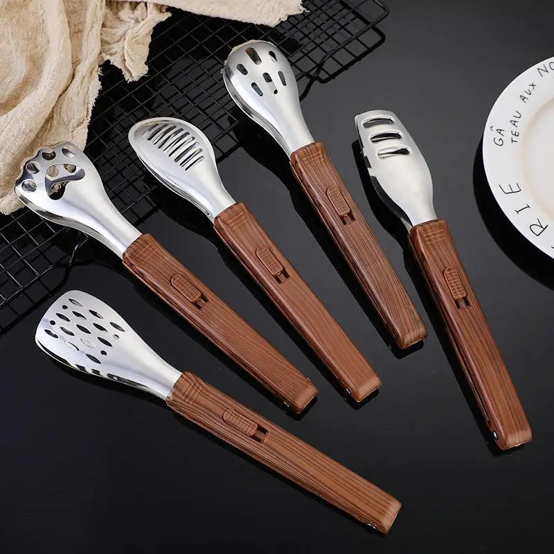 ~Non Slip Stainless Steel Food Tongs Meat Salad Bread Clip Barbecue Grill Buffet Clamp Cooking Tools Kitchen Accessories
