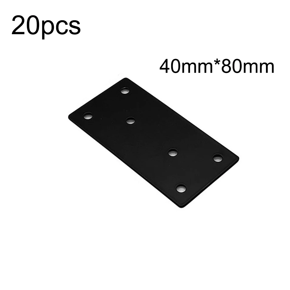 20PCS Black Flat Mending Plates Stainless-Steel Straight Mending Joining Plates Hardware Brackets Black