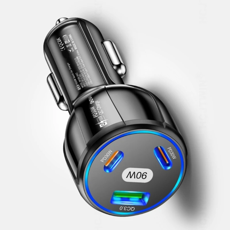 2025 Nieuwe geavanceerde 90W USB C-autoladers met twee PD- en QC3.0-technologie voor sneller opladen