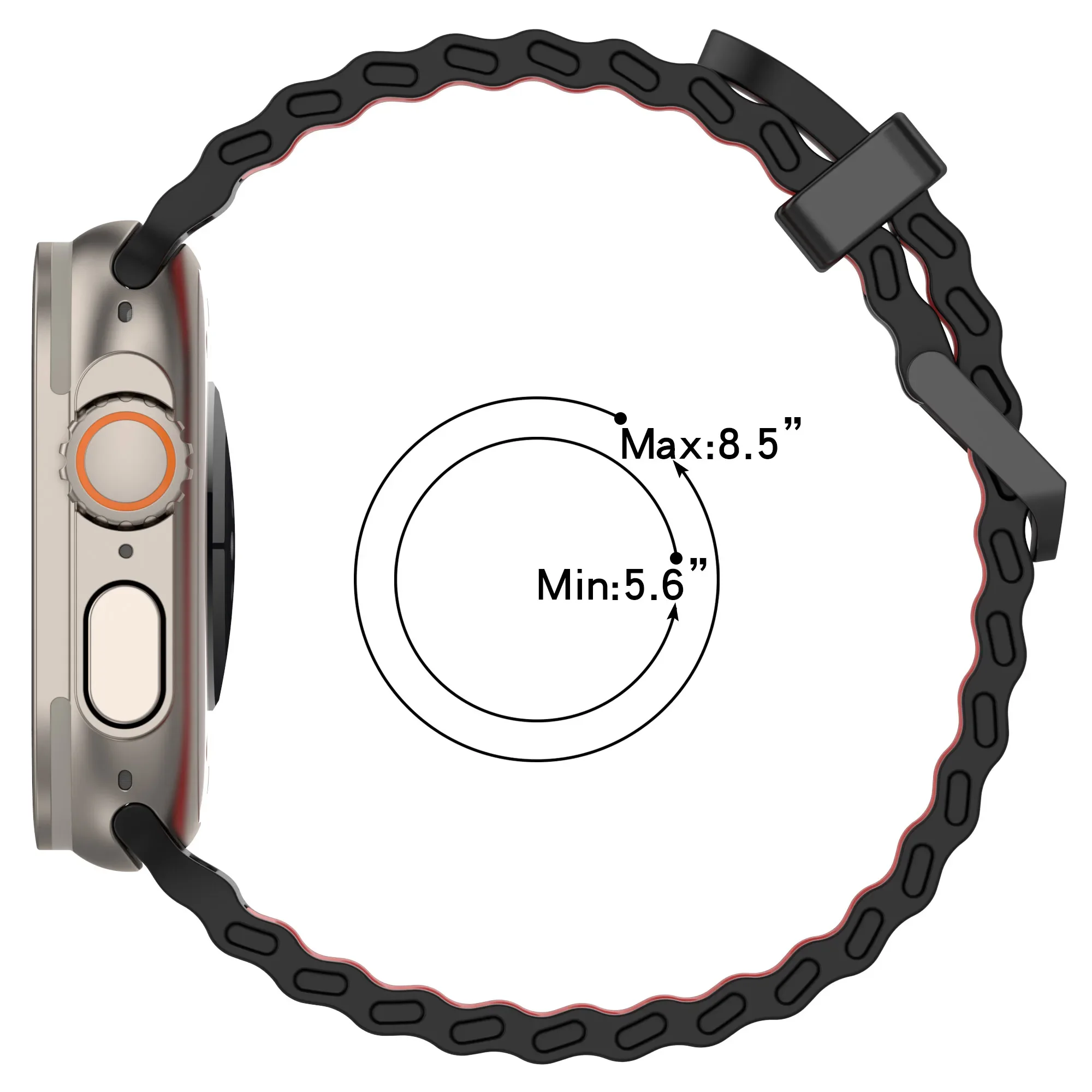 حزام سيليكون المحيط بلونين لساعة أبل الترا/2 49 ملم سوار رياضي مريح وخفيف الوزن iWatch 10 9 8 7 6 5 4 SE