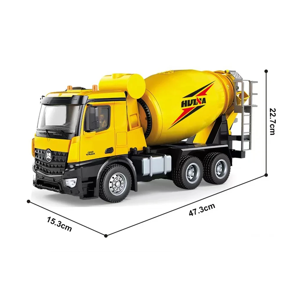 HUINA 1/14 RC samochód betonomieszarka ciężarówka zabawkowy Model 2.4GHZ 10CH bezprzewodowy pilot pojazd inżynieryjny zabawka na zewnątrz chłopiec