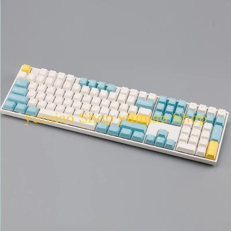 587B 152Keys Customized Sea Salt Lemon Caps PBT Double-shot Injections Keycap Cover for Mechanical Keyboards