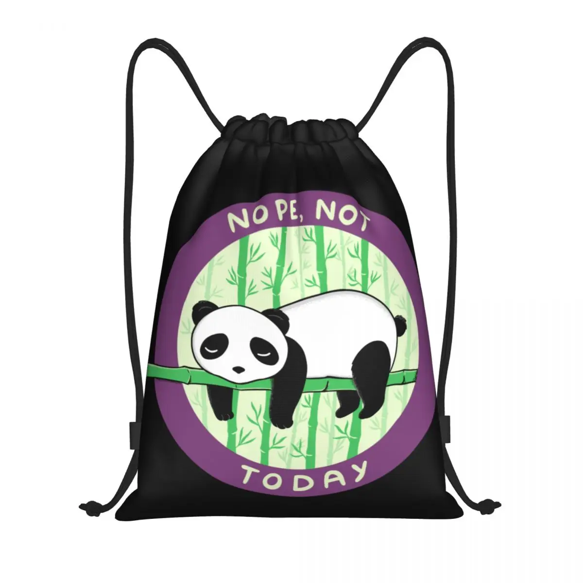 Panda personalizado Not Today bolsas con cordón para entrenamiento, mochilas de Yoga para mujeres y hombres, Kawaii Animal Sports Gym Sackpack