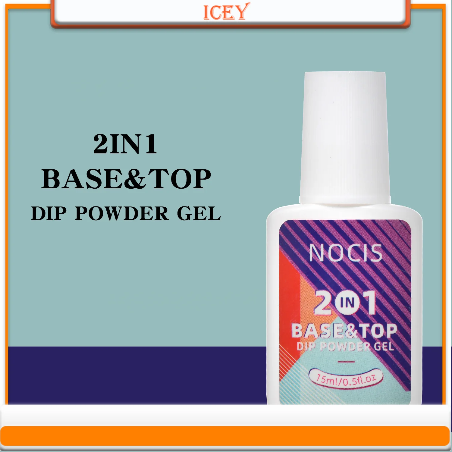 Icey Beauty 15ml Nail Immersion Powder Liquid Bottom Adhesive Seal Two in One Desiccant Set Multi-Use Top Base Coat