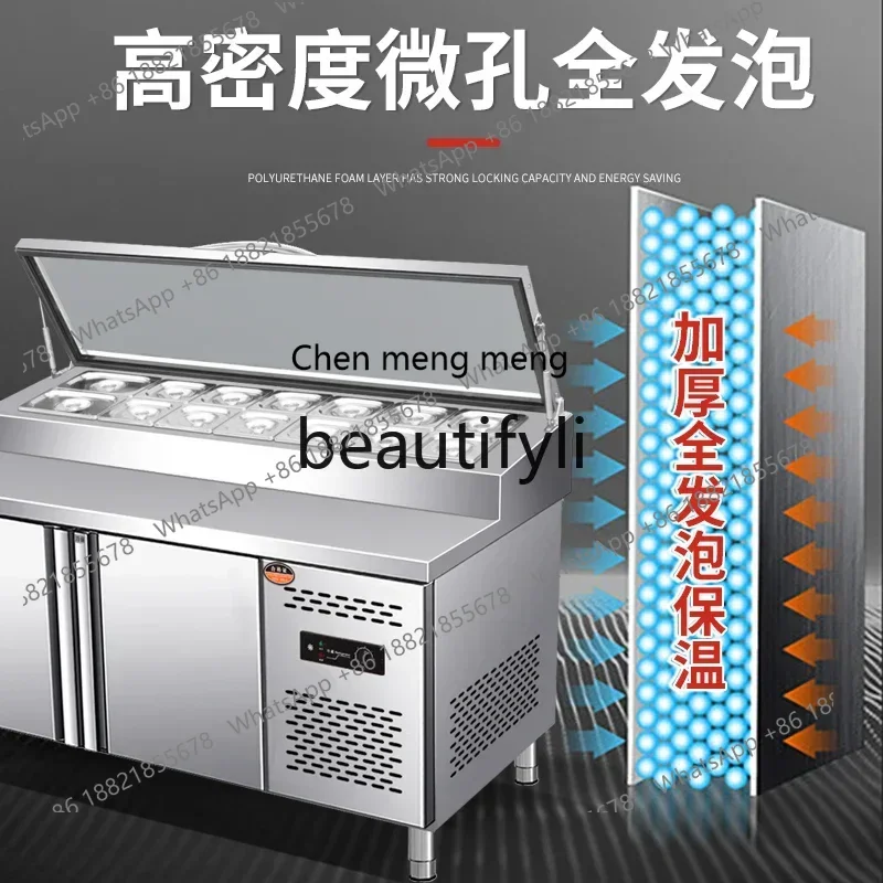 AB02 محطة تسلق البيتزا المبردة بالهواء التجارية محطة سلطة مسحوق الثلج سلطة الفاكهة المبردة عرض خزانة التشغيل T